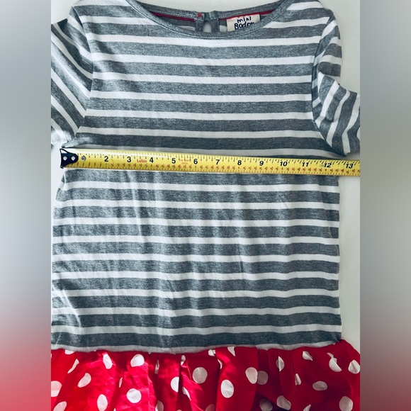 Mini Boden girls long sleeve striped dress polka dot ruffle 9-10 - Picture 3 of 5